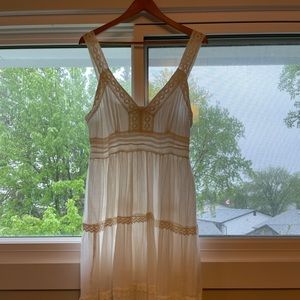Boho White Knee Length Crochet Sun Dress Size 1X